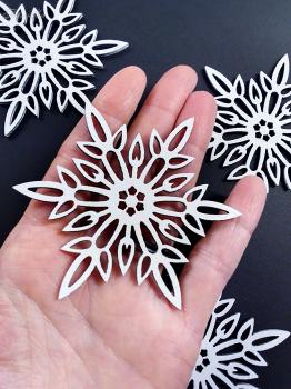 Baumschmuck Holz Schneeflocken weiß